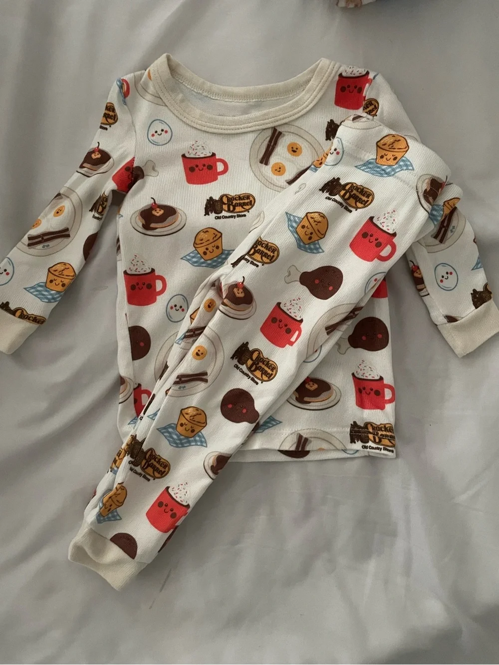 RARE Cracker Barrel Old Country Store pajamas breakfast-themed pattern 12M
